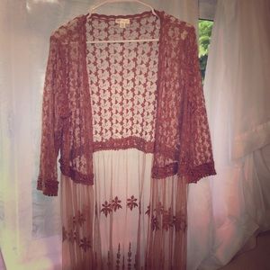 Xhiliration 1/2 sleeve sheer kimono